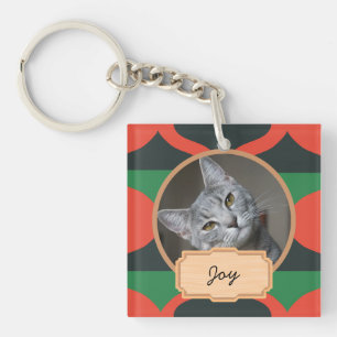 Weihnachtsfeiertag Custom Cat Foto Schlüsselanhänger