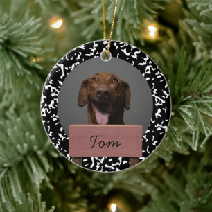 Weihnachtsfeiertag Custom Dog Foto Keramik Ornament