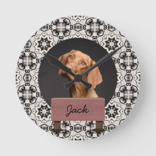 Weihnachtsfeiertag Custom Dog Foto Runde Wanduhr