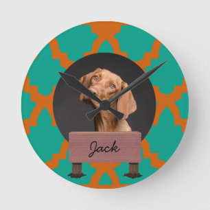 Weihnachtsfeiertag Custom Dog Foto Runde Wanduhr