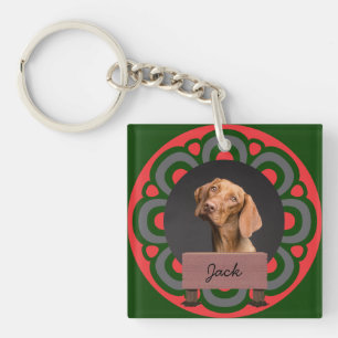 Weihnachtsfeiertag Custom Dog Foto Schlüsselanhänger