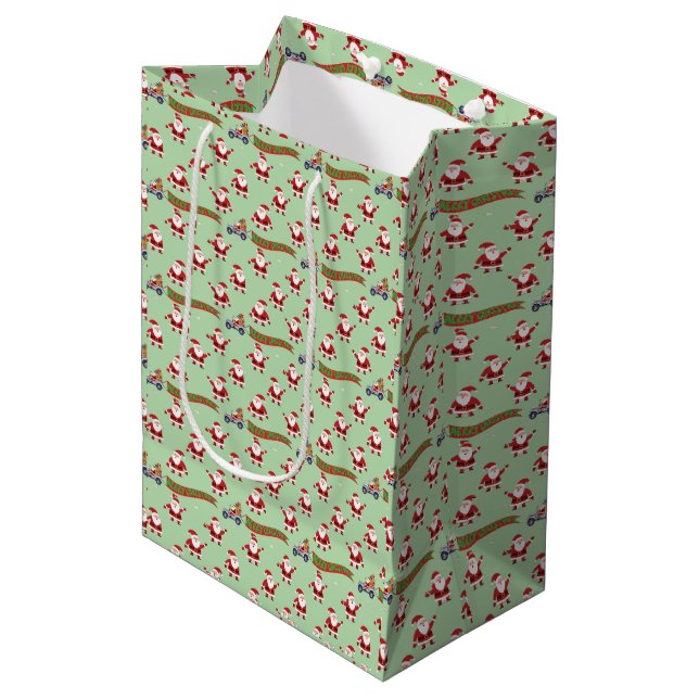 Weihnachtsfeiertag Custom Mittlere Geschenktüte (Vorderseite Schrägansicht)