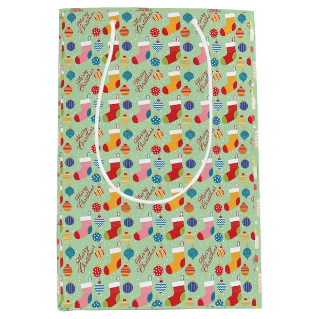 Weihnachtsfeiertag Custom Mittlere Geschenktüte (Vorderseite)