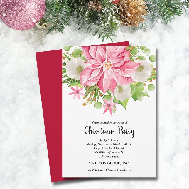 Weihnachtsfeiertag Einladung (Christmas Poinsettia Floral Holiday Invitations)