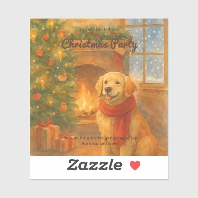 Weihnachtsfeiertag Einladung zum gemütlichen Hunde Aufkleber (Blatt)