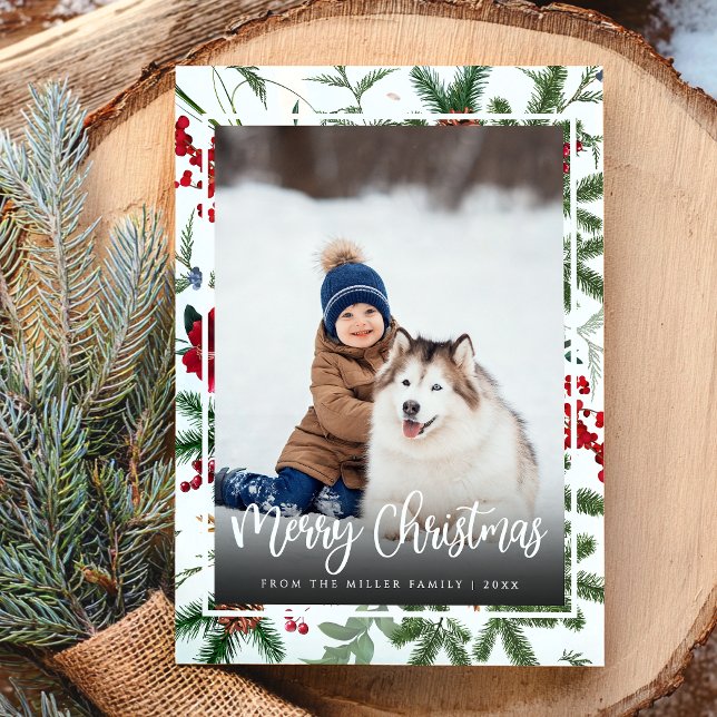 Weihnachtsfeiertag Elegantes botanisches Foto Feiertagskarte (Von Creator hochgeladen)