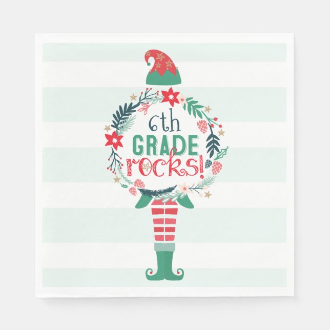 Weihnachtsfeiertag Elf & Blumenkraut Serviette (Vorderseite)