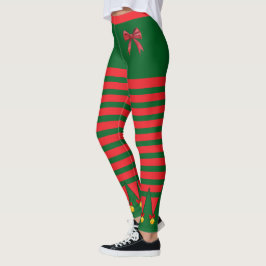Weihnachtsfeiertag Elf Roter Grüner Streifen Leggings