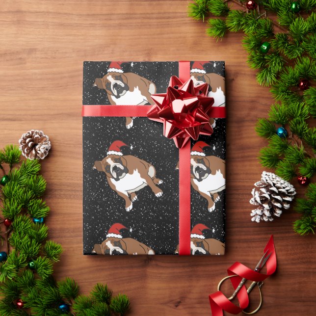 Weihnachtsfeiertag Englisch Bulldog  Geschenkpapier (Feiertagsgeschenk)