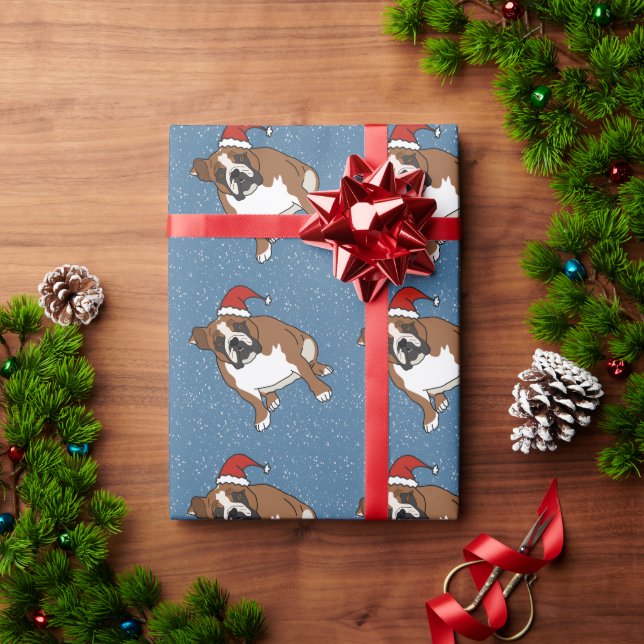 Weihnachtsfeiertag Englisch Bulldog Geschenkpapier (Feiertagsgeschenk)