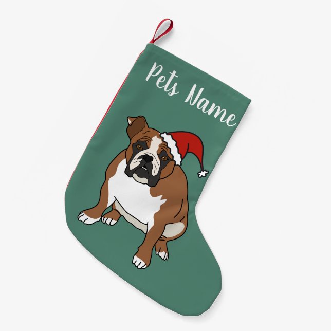 Weihnachtsfeiertag Englisch Bulldog Kleiner Weihnachtsstrumpf (Vorderansicht (hängend))