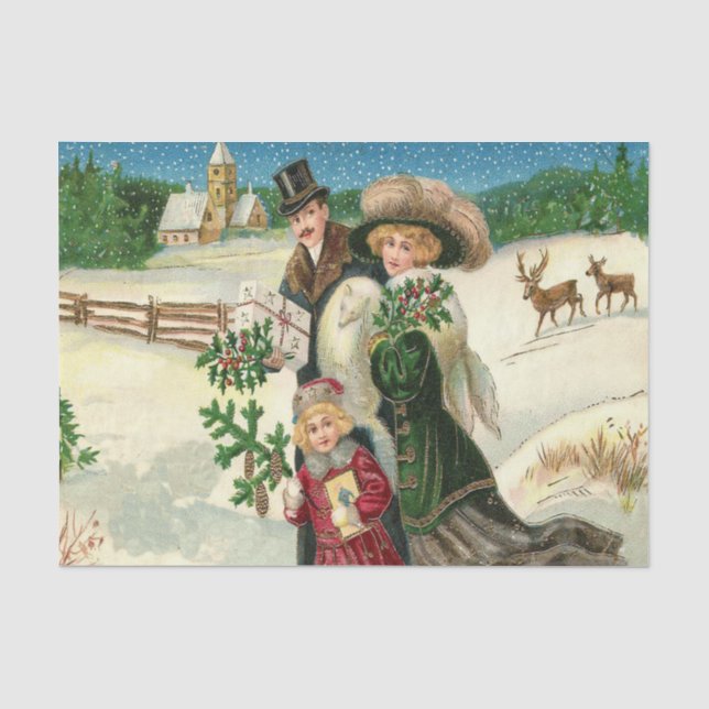 Weihnachtsfeiertag Familiengewebe Party Seidenpapier (Vorderseite)
