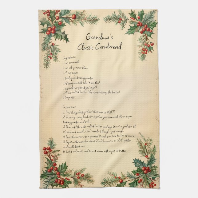 Weihnachtsfeiertag Familienrezept Geschirrtuch (Vertikal)
