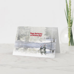 Weihnachtsfeiertag Feiertag Niedliche Paare Feiertagskarte