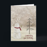 Weihnachtsfeiertag Feiertagskarte<br><div class="desc">Schneemann mit Weihnachtsgoldstern zum Geburtstag zur Weihnachtszeit.</div>