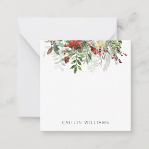 Weihnachtsfeiertag Floral Winter Klein Mitteilungskarte
