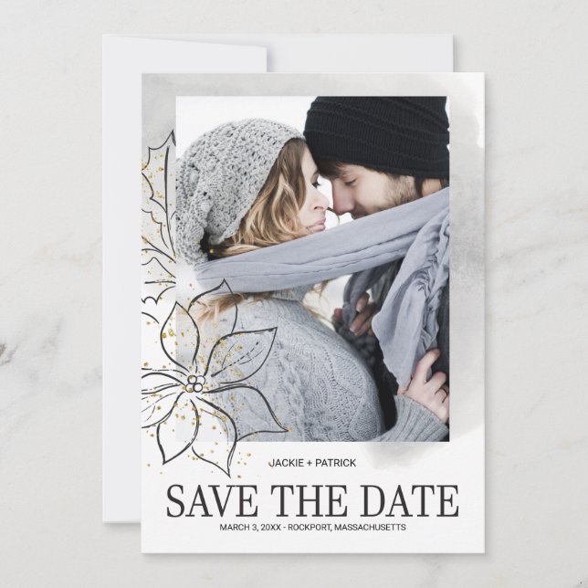 Weihnachtsfeiertag Foto Eleganter Chic Save the Da Date (Vorderseite)
