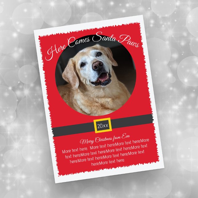 Weihnachtsfeiertag Foto Feiertagskarte (Happy Dog on Santa Themed Photo Flat Card)