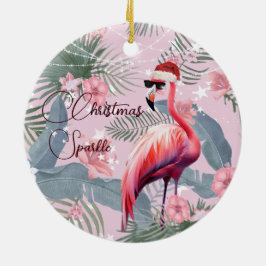 Weihnachtsfeiertag Foto Flamingo Weihnachtsmannmüt Keramik Ornament