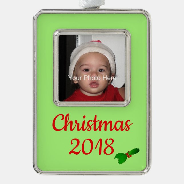 Weihnachtsfeiertag Foto Ornament Rahmen-Ornament Silber (Vorderseite)