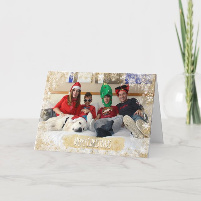 Weihnachtsfeiertag - Foto Schneeflocken Rahmen Tem Feiertagskarte (Vorderseite)