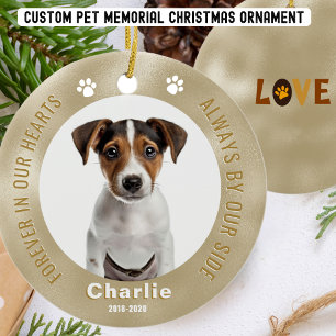 Weihnachtsfeiertag - Foto zum Gedenken an Gold Pet Keramik Ornament