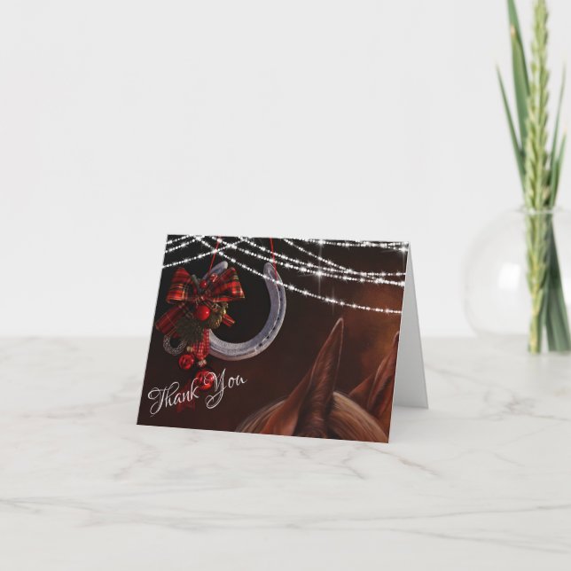 Weihnachtsfeiertag für Pferde und Hufeisen Vielen  Dankeskarte (Vorderseite)