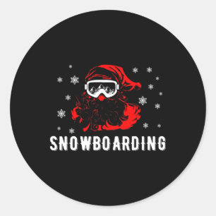 Weihnachtsfeiertag für Snowboarder Runder Aufkleber