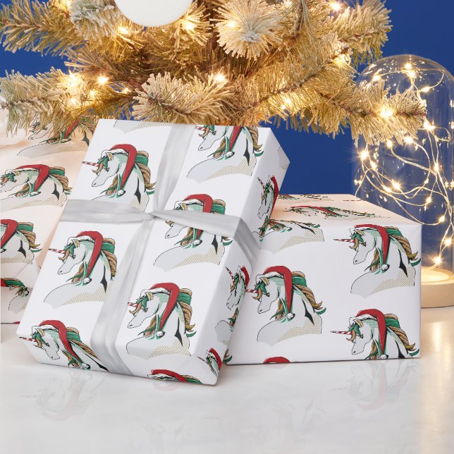 Weihnachtsfeiertag gefliest Einhorn Party Geschenkpapier (Feiertage)