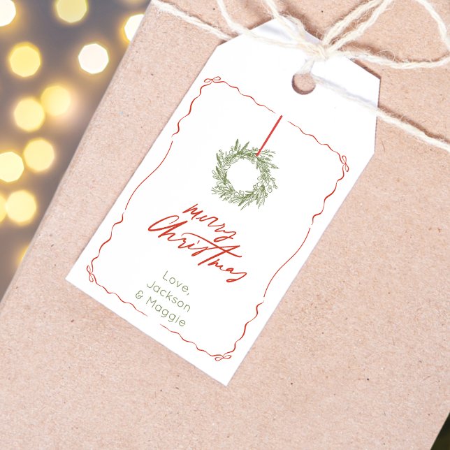 Weihnachtsfeiertag Geschenkanhänger (Green Christmas Wreath Christmas Gift Tag
)