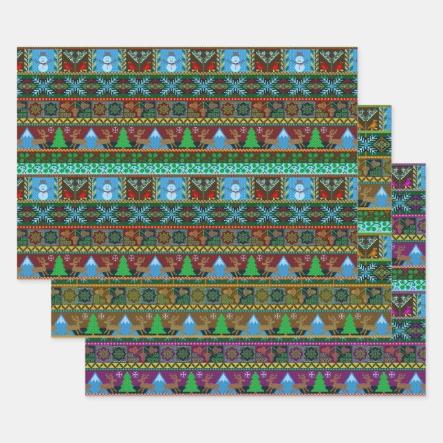 Weihnachtsfeiertag Gezwitschter-Muster Rentiere Geschenkpapier Set (Set)