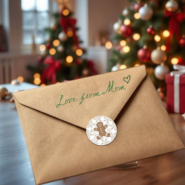 Weihnachtsfeiertag Gingerbrot Mann und Schneeflock Runder Aufkleber (Von Creator hochgeladen)