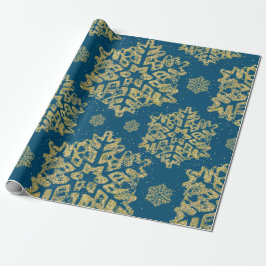Weihnachtsfeiertag Gold Glitzer Snowflake Navy Bla Geschenkpapier