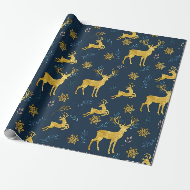 Weihnachtsfeiertag - Goldrotwild auf Geschenkpapier (Ungerollt)