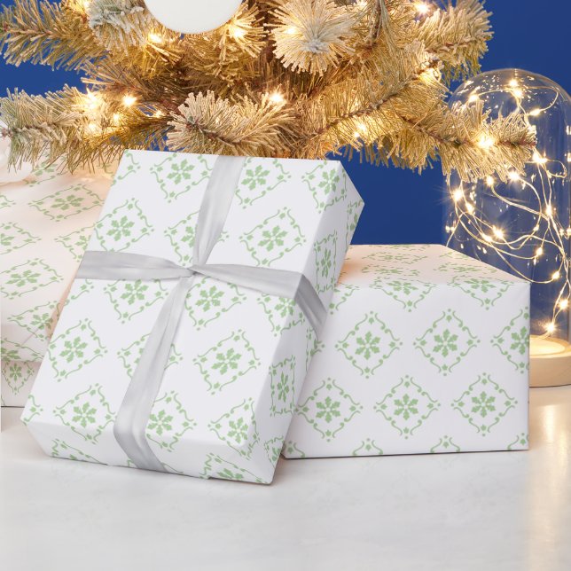 Weihnachtsfeiertag Green Classic Snowflake Muster Geschenkpapier (Feiertage)