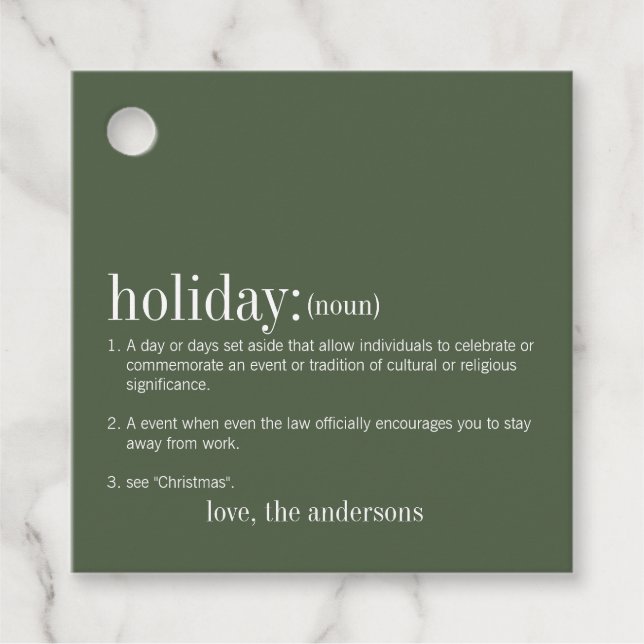 Weihnachtsfeiertag Grün Geschenkanhänger (Vorderseite)