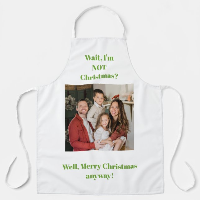 Weihnachtsfeiertag grüner Text Foto  Schürze (Vorderseite)