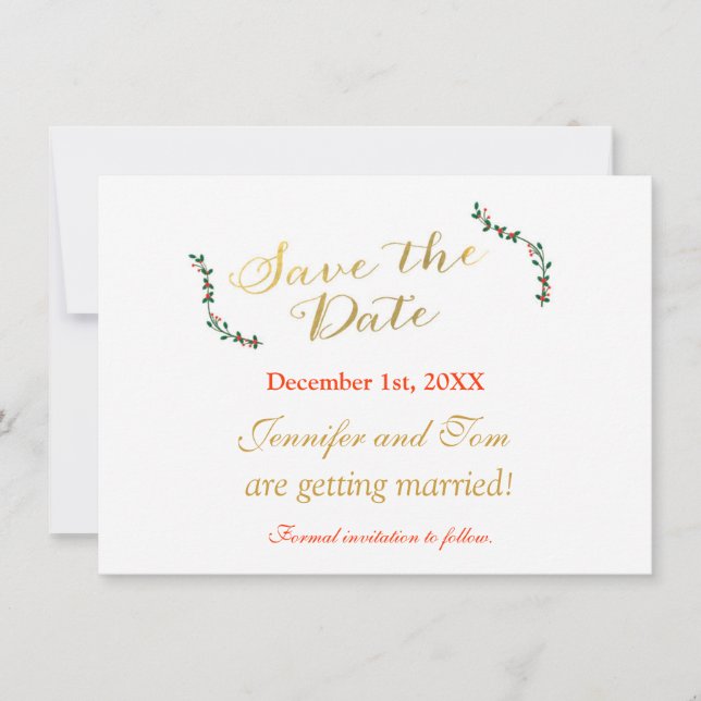 Weihnachtsfeiertag Holly Einladung Rett Date Card (Vorderseite)