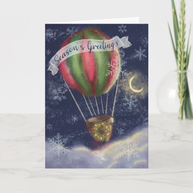 Weihnachtsfeiertag HotAir Ballon Card Dankeskarte (Vorderseite)