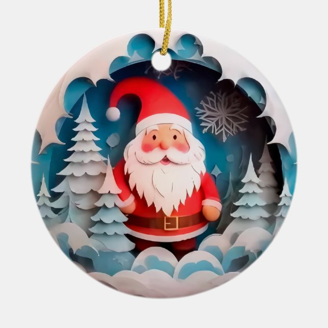 Weihnachtsfeiertag im 3D-Stil Keramik Ornament (Vorne)