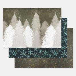 Weihnachtsfeiertag im Chalkboard: Gold Silber Geschenkpapier Set