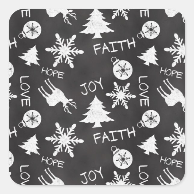 Weihnachtsfeiertag im Chalkboard Pattern Quadratischer Aufkleber (Vorderseite)