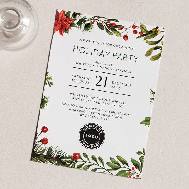 Weihnachtsfeiertag im Firmenlogo - Party Einladung (Business Logo Christmas Holiday Corporate Event Invitation)