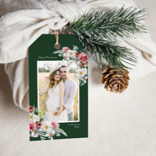 Weihnachtsfeiertag im grünen Foto Geschenkanhänger