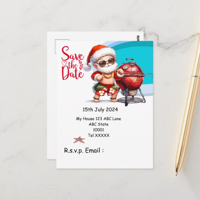 Weihnachtsfeiertag im Juli Postkarte (Vorderseite/Rückseite Beispiel)