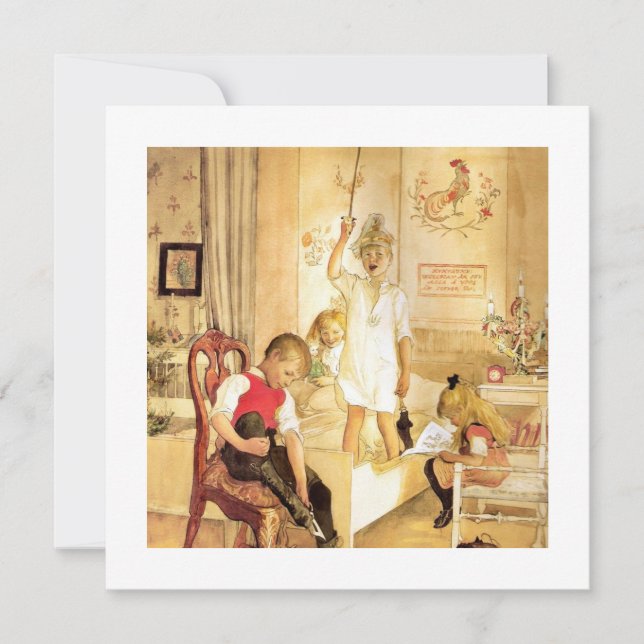 Weihnachtsfeiertag im Kinderzimmer Feiertagskarte (Vorderseite)