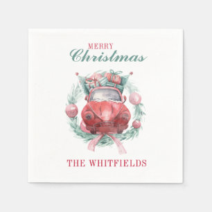 Weihnachtsfeiertag im Roten Auto - Feiertag Serviette