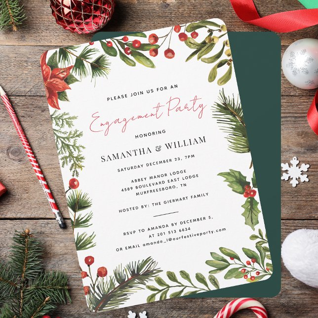 Weihnachtsfeiertag im Wasser - Party Einladung (Watercolor Christmas Holiday Engagement Party Invitation)