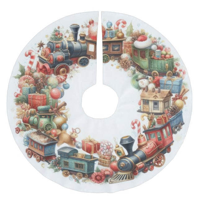 Weihnachtsfeiertag im Wasser Whimsikbahn Polyester Weihnachtsbaumdecke (Vorderseite)