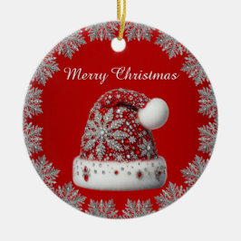 Weihnachtsfeiertag in der Roten Weihnachtsmannmütz Keramik Ornament